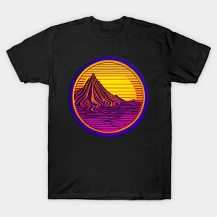 Outrun sunset  alien mountains cyberpunk sticker T-Shirt